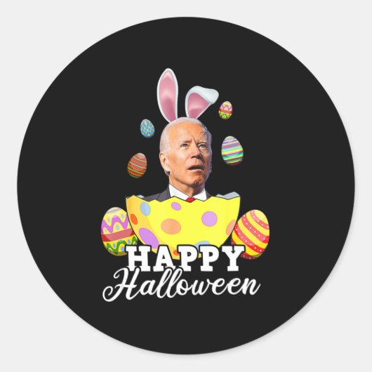 Fun Joe Biden Happy Halloween verwarde paasband Ronde Sticker (Voorkant)