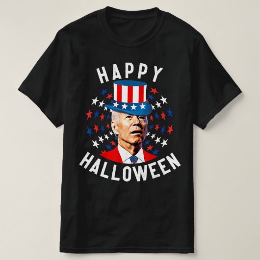 Fun Joe Biden Happy Halloween voor 4 juli F T-shirt (Design voorkant)