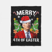 Fun Joe Biden Kerstmis Santa Hat Merry 4th of Eas Fleece Deken (Voorkant)