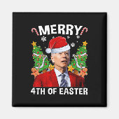 Fun Joe Biden Kerstmis Santa Hat Merry 4th of Eas Magneet (Voorkant)