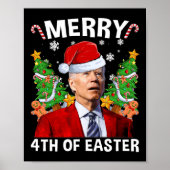 Fun Joe Biden Kerstmis Santa Hat Merry 4th of Eas Poster (Voorkant)