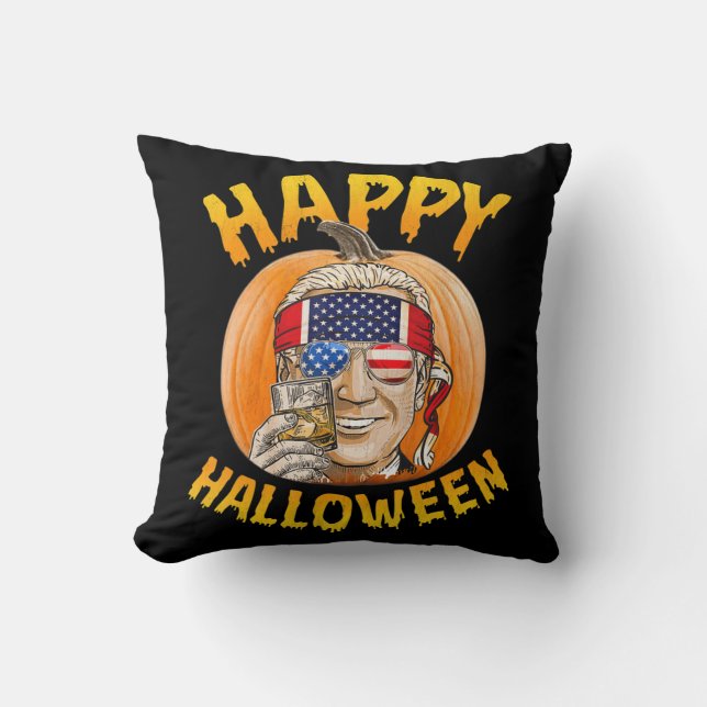 Fun Joe Biden Pumpkin Happy Halloween Confused the Kussen (Voorkant)