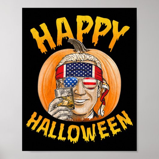 Fun Joe Biden Pumpkin Happy Halloween Confused the Poster (Voorkant)