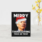 Fun Joe Biden Santa Hat Merry Thanksgiving Kerstmi Kaart (Gele Bloem)