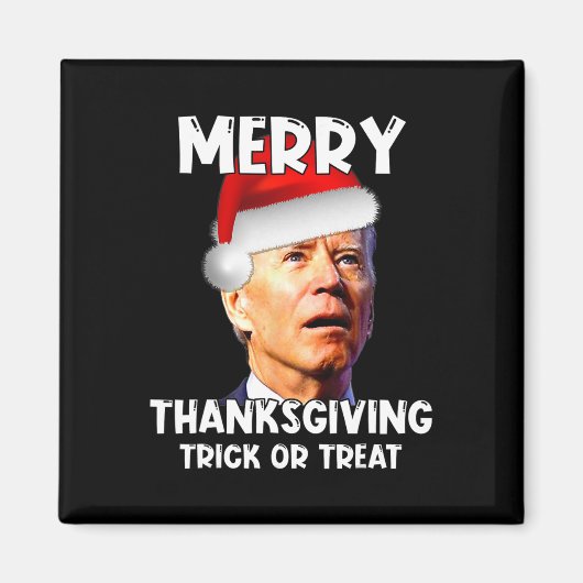 Fun Joe Biden Santa Hat Merry Thanksgiving Kerstmi Magneet (Voorkant)