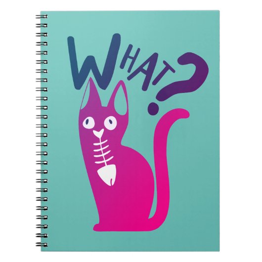 Fun Joke Minimalist Magenta Gradient Cartoon Cat Notitieboek (Voorkant)