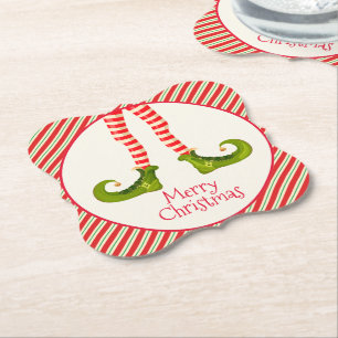 Fun Jolly Kerstmis Elf Legs Holiday Bracket Kartonnen Onderzetters