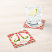 Fun Jolly Kerstmis Elf Legs op Stripes Holiday Kartonnen Onderzetters (Insitu)