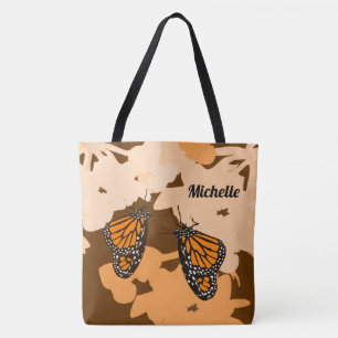 Fun Jouw naam Oranje monboogvlinderhaar Tote Bag