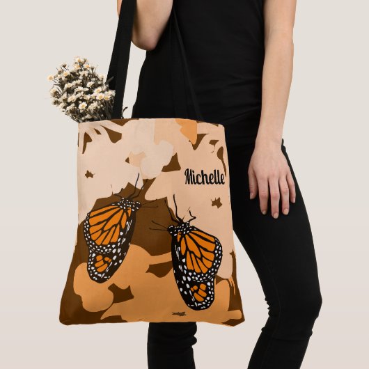 Fun Jouw naam Oranje monboogvlinderhaar Tote Bag (Dichtbij)