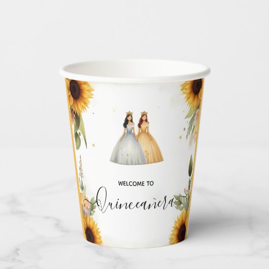 Fun Joy Lily Twin Dual Joint Dubbele Quinceanera Papieren Bekers (Achterkant)