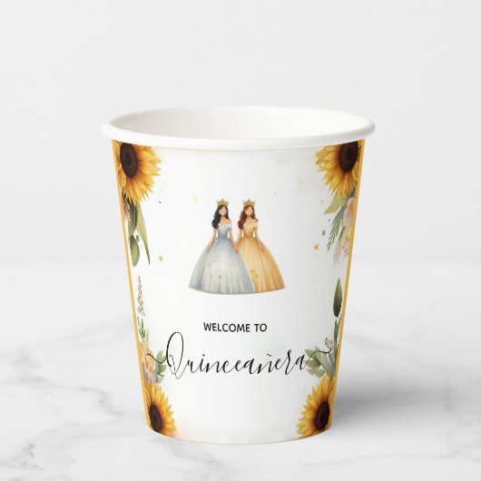 Fun Joy Lily Twin Dual Joint Dubbele Quinceanera Papieren Bekers (Voorkant)