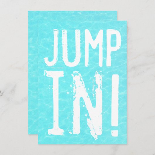 Fun Jump in Pool Party Invitation Kaart (Voorkant / Achterkant)
