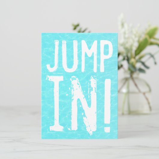 Fun Jump in Pool Party Invitation Kaart (Staand voorkant)