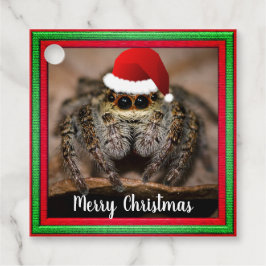 Fun Jumping Spider in Santa Hat Kerstmis Bedankjes Labels