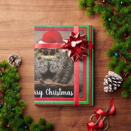 Fun Jumping Spider in Santa Hat Kerstmis Cadeaupapier