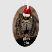 Fun Jumping Spider in Santa Hat Kerstmis Ornament (voorkant)