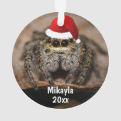 Fun Jumping Spider in Santa Hat Kerstmis Ornament (achterkant)