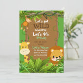 Fun Jungle Birthday Invitation Kaart (Staand voorkant)