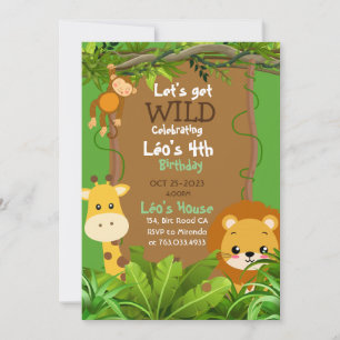 Fun Jungle Birthday Invitation Kaart