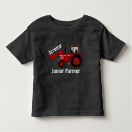 Fun "Junior Farmer" en "Name" Red Loader Tractor Kinder Shirts