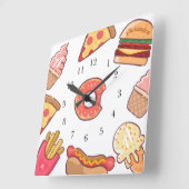 Fun Junk Food Cartoons - Aangepaste naam en monogr Vierkante Klok (Hoek)