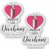 Fun Just Married Quote and Couple Design Sticker (Voorkant)