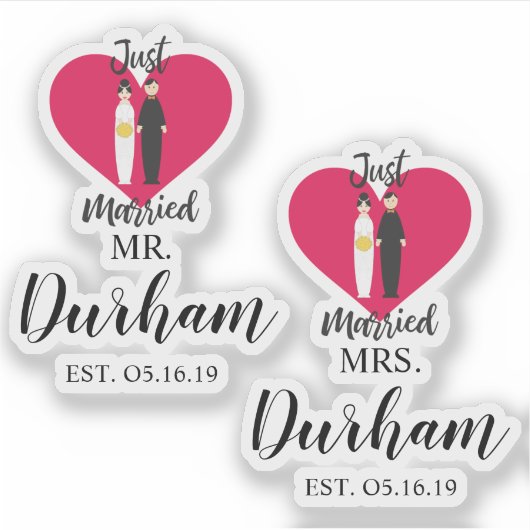 Fun Just Married Quote and Couple Design Sticker (Voorkant)