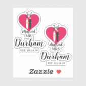 Fun Just Married Quote and Couple Design Sticker (Vel)