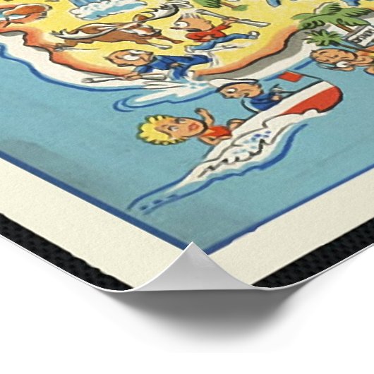 Fun-kaart van Nieuw-Zeeland Poster (Hoek)