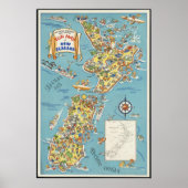 Fun-kaart van Nieuw-Zeeland Poster (Voorkant)