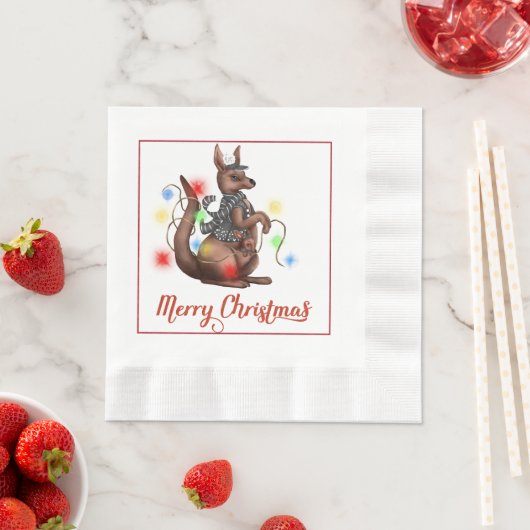 Fun Kangaroo Kerstmis Napkin Servet (Insitu)