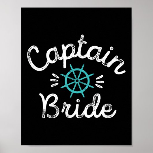 Fun Kapitein Bride Nautical Wedding Matching Groom Poster (Voorkant)