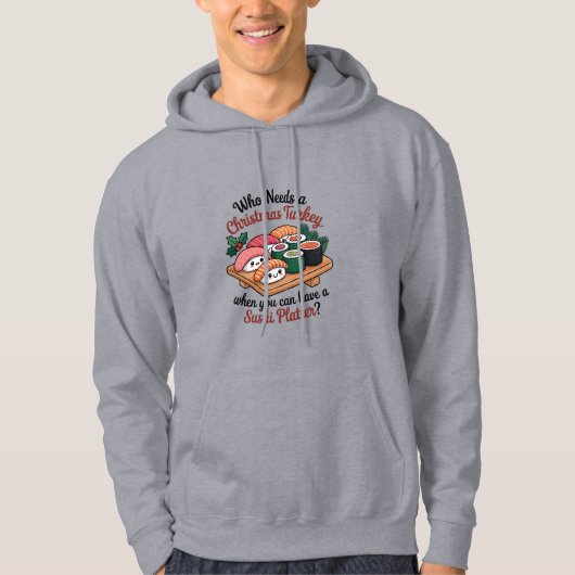 Fun Kawaii Christmas Sushi Platter Hoodie (Voorkant)