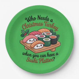 Fun Kawaii Christmas Sushi Platter Papieren Bordje