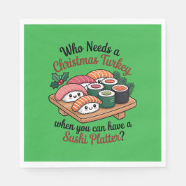 Fun Kawaii Christmas Sushi Platter Servet