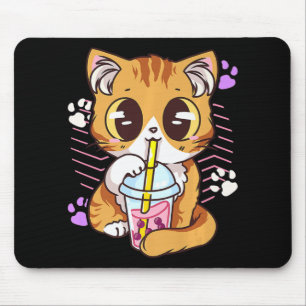 Fun Kawaii Cute Cat Boba Bubble Milk Tea Anime Nek Muismat
