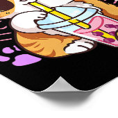Fun Kawaii Cute Cat Boba Bubble Milk Tea Anime Nek Poster (Hoek)