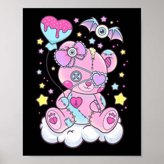 Fun Kawaii Pastel Gothic Cute Creepy Beer Anime Ja Poster (Voorkant)