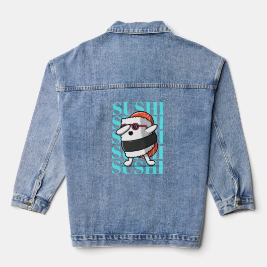 Fun Kawaii Sushi Dab Denim Jacket (Achterkant)