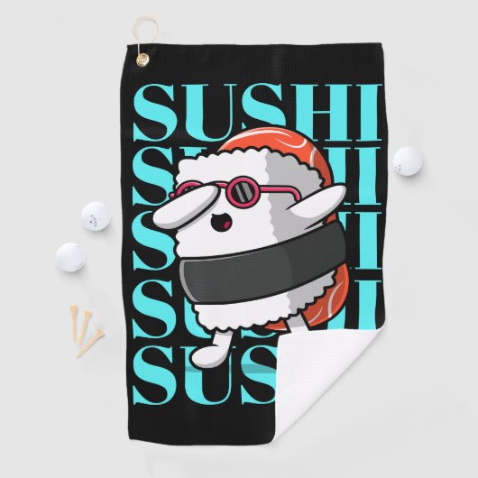 Fun Kawaii Sushi Dab Golfhanddoek (Insitu)