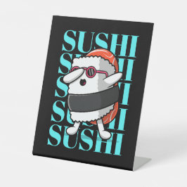 Fun Kawaii Sushi Dab Reclamebord Met Voetstuk
