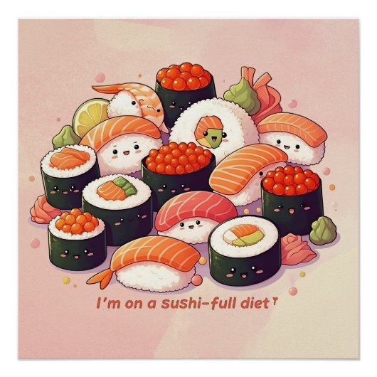 Fun Kawaii Sushi Perfect Poster (Voorkant)