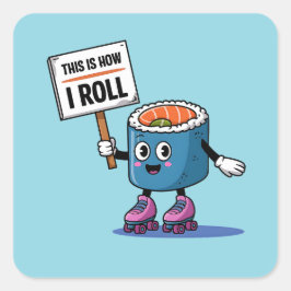 Fun Kawaii Sushi rollen Vierkante Sticker