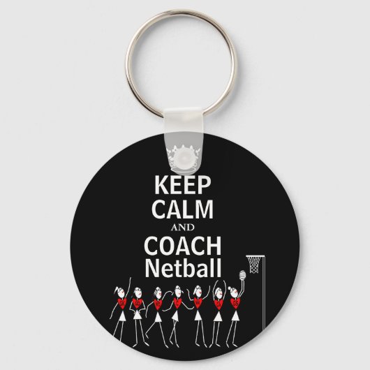 Fun Keep Calm and Coach Netball-ontwerp Sleutelhanger (Voorkant)