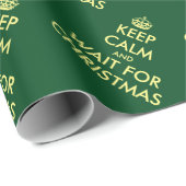 Fun Keep Calm en wacht op kersthumorisme Cadeaupapier (Rol Hoek)