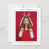 Fun kerst | Afspeelfoto van Deep Red Cute Feestdagenkaart (Voorkant)