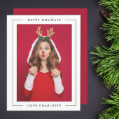 Fun kerst | Afspeelfoto van Deep Red Cute Feestdagenkaart