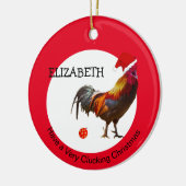 Fun kerst Chicken Greeting Red-keramische oranje Keramisch Ornament (Links)