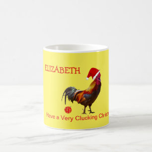 Fun kerst Chicken Greeting Yellow Red Koffiemok
